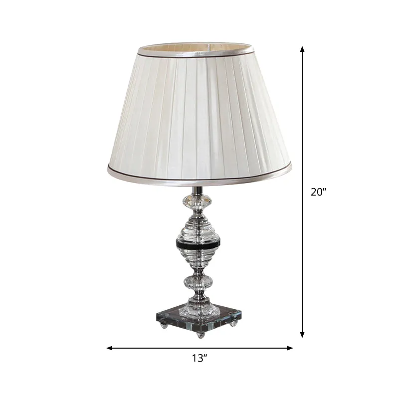 Verzamelde Empire Shade Nachtlamp Modern K9 Kristal 1 Lamp Slaapkamer Nachtkastje Verlichting Beige Clearhalo