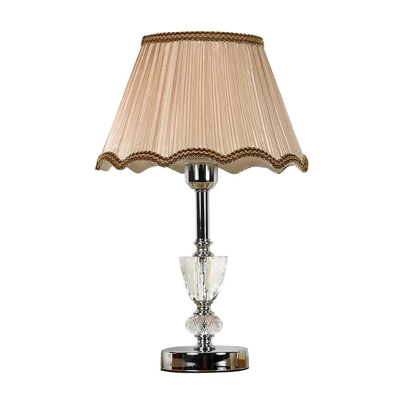 Verzamelde Empire Shade Nachtlamp Moderne afgeschuinde kristallen 1-lichts beige tafelverlichting Clearhalo