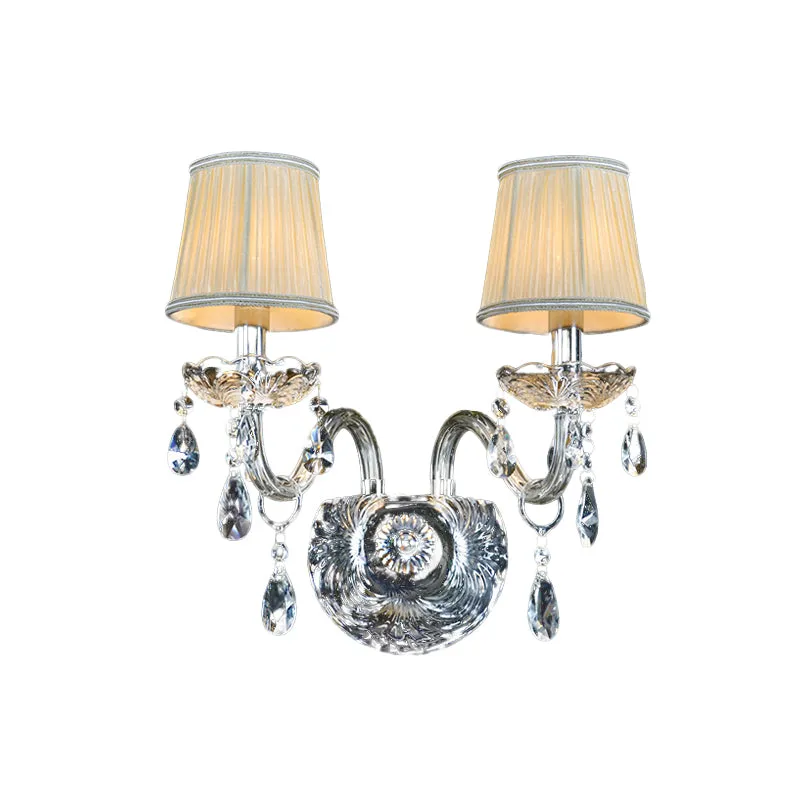 Verzamelde stof taps toelopende blaker licht modernisme 2 hoofden nachtkastje wandmontage lamp met helder gebogen glazen b...