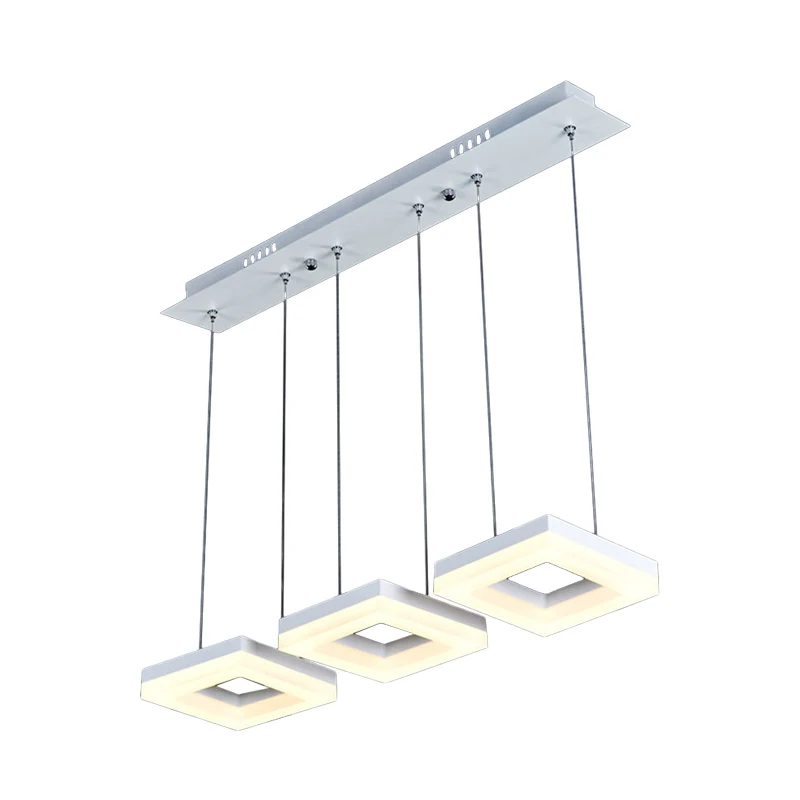 Vierkant Multi-Light Hanglamp Minimalisme Acryl 3 Kops Zwart/Wit LED Hanglamp Warm/Wit Licht Clearhalo