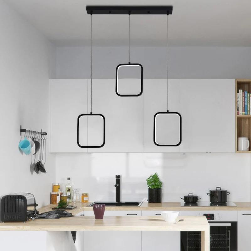 Vierkant/cirkel cluster hanger modernisme acryl 3 lampen zwart/wit hangende plafondlamp warm/wit licht met ronde/lineaire...