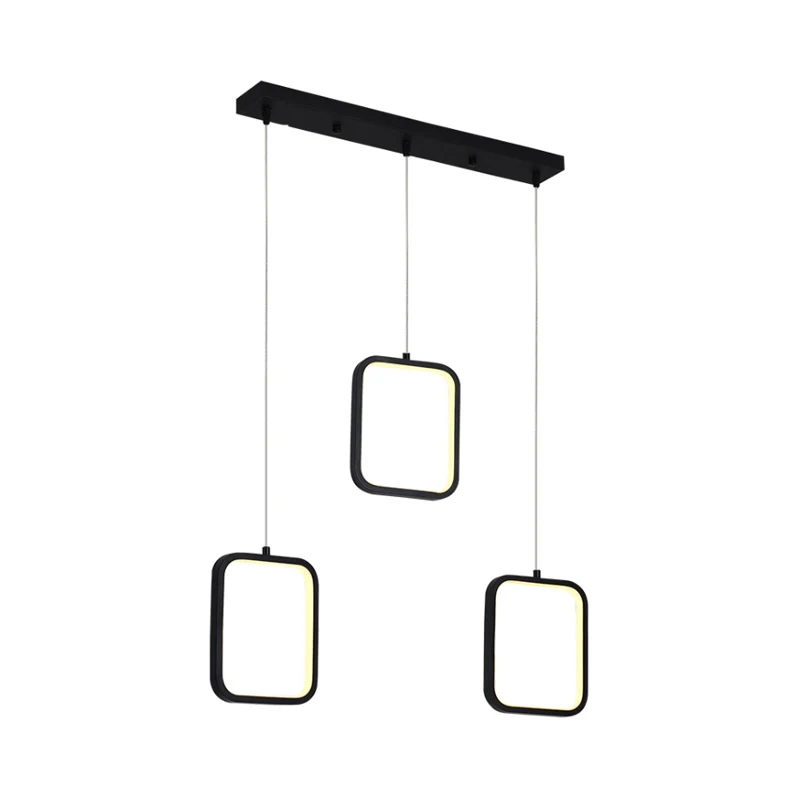 Vierkant/cirkel cluster hanger modernisme acryl 3 lampen zwart/wit hangende plafondlamp warm/wit licht met ronde/lineaire...