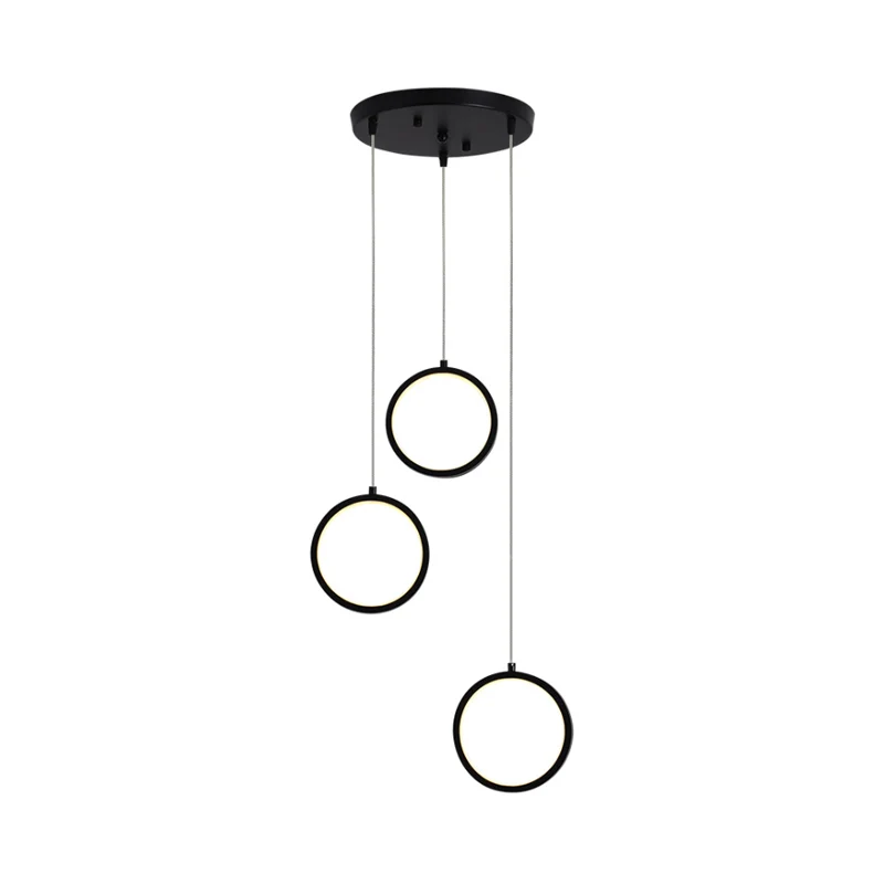 Vierkant/cirkel cluster hanger modernisme acryl 3 lampen zwart/wit hangende plafondlamp warm/wit licht met ronde/lineaire...
