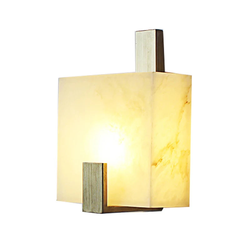 Vierkante marmeren wandkandelaar Koloniaal 1-lamps Foyer LED-wandverlichtingsarmatuur goud/zwart Clearhalo