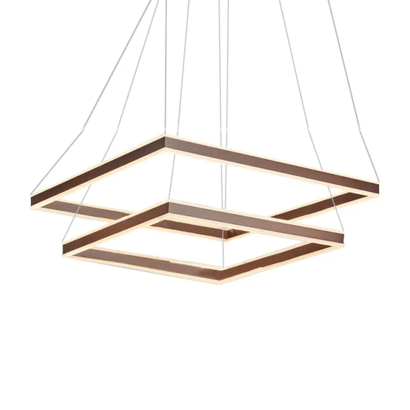 Vierkante plafondhanger moderne acryl 1/2/3-kops LED bruin kroonluchterlicht warm/wit licht Clearhalo