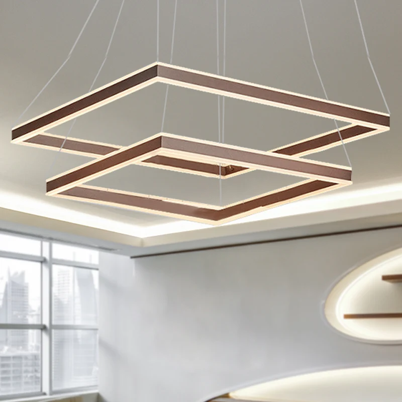 Vierkante plafondhanger moderne acryl 1/2/3-kops LED bruin kroonluchterlicht warm/wit licht Clearhalo