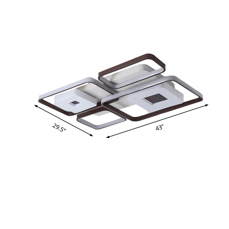 Vierkant/rechthoekig frame slaapkamer inbouwlamp 16"/19,5"/35,5" breed eigentijds LED aluminium inbouwarmatuur koffie, wit...