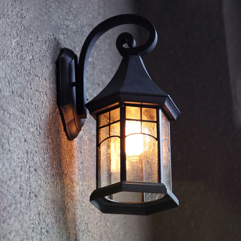 Vintage Booth Shaped Wall Mount Light Single Clear Seed Glass Sconce Armatuur voor Gate Clearhalo