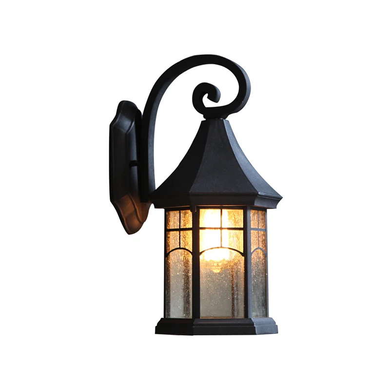 Vintage Booth Shaped Wall Mount Light Single Clear Seed Glass Sconce Armatuur voor Gate Clearhalo