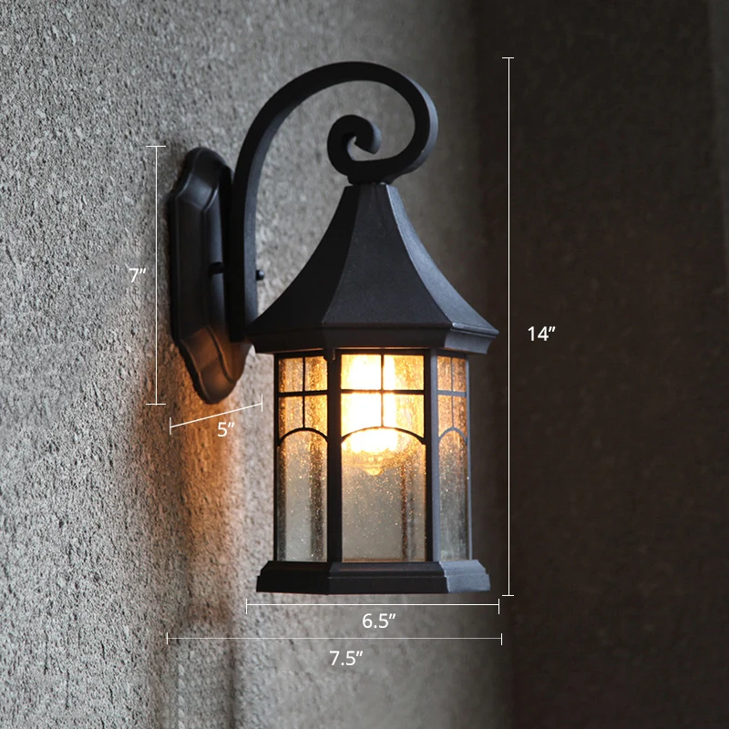 Vintage Booth Shaped Wall Mount Light Single Clear Seed Glass Sconce Armatuur voor Gate Clearhalo