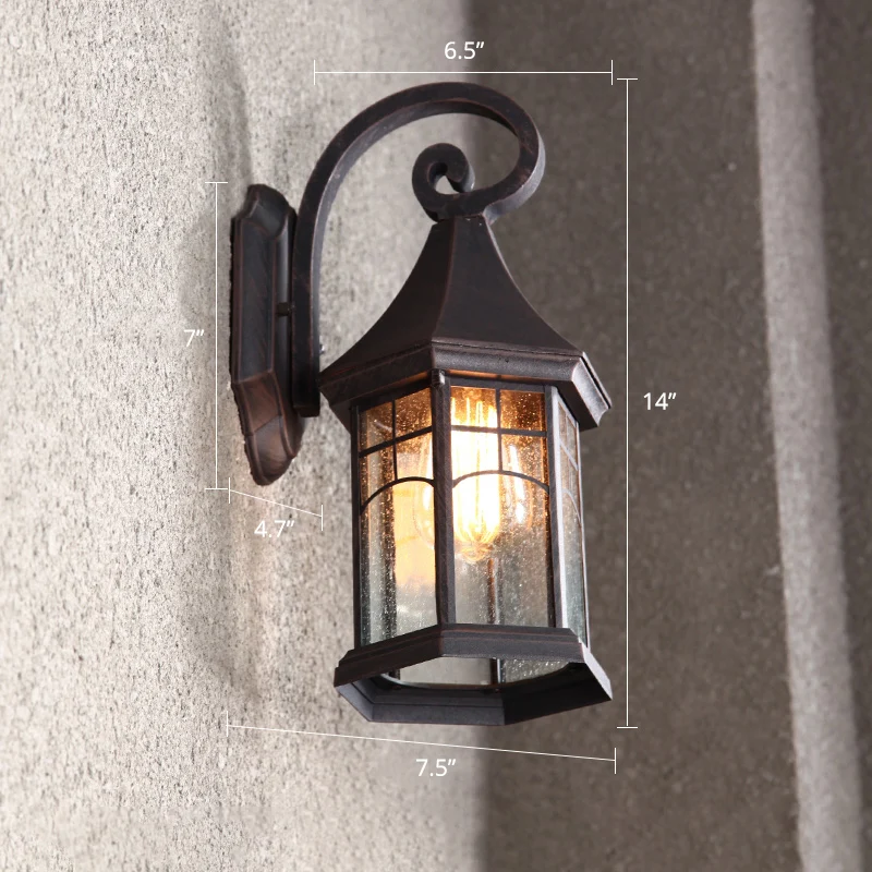 Vintage Booth Shaped Wall Mount Light Single Clear Seed Glass Sconce Armatuur voor Gate Clearhalo
