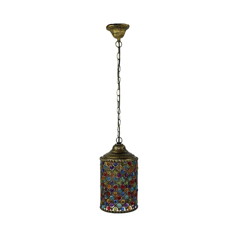Vintage cilinder hanglamp 1 lichtmetalen hanglamp brons voor woonkamer Clearhalo