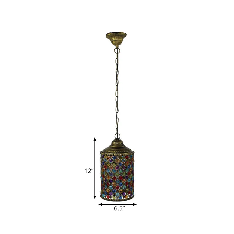 Vintage cilinder hanglamp 1 lichtmetalen hanglamp brons voor woonkamer Clearhalo