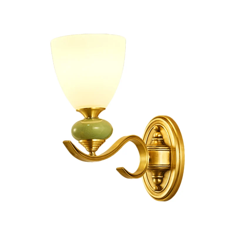Vintage conische wandmontage lichtarmatuur 1/2-kops opaalglas wandlamp goud voor woonkamer Clearhalo
