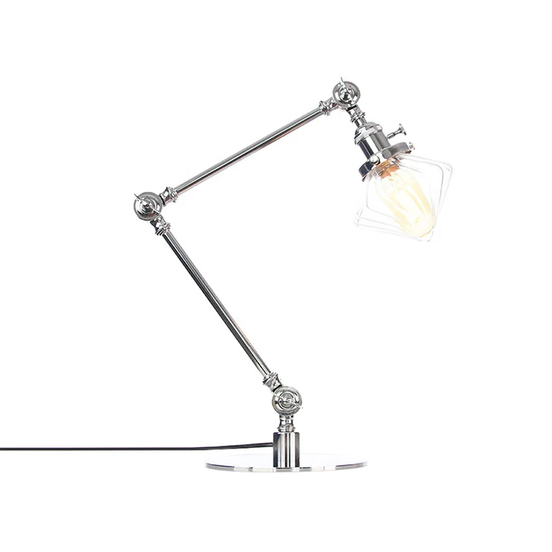 Vintage Diamond Shade tafellamp amber/helder glas 1-lichts woonkamer tafellamp met verstelbare arm zwart/messing Clearhalo