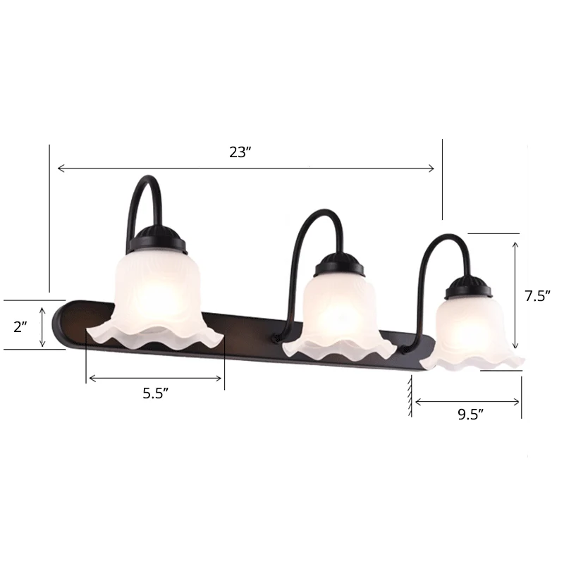 Vintage gegolfde wandmontage verlichting melkglas ijdelheid schans met zwanenhals arm voor badkamer Clearhalo