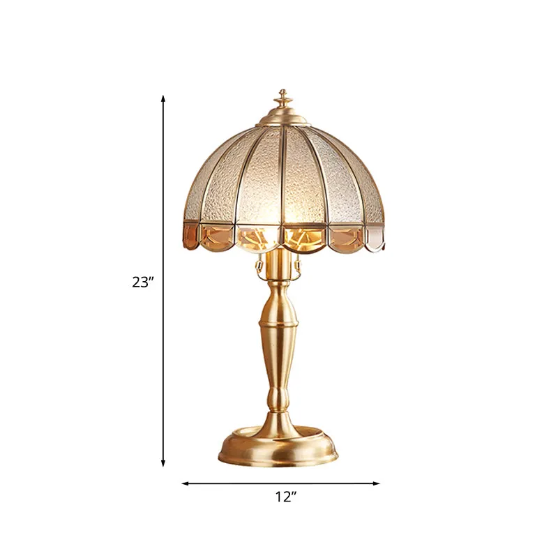 Vintage koepelvormige tafellamp 1 licht waterglas nachtkastjelamp messing voor woonkamer Clearhalo