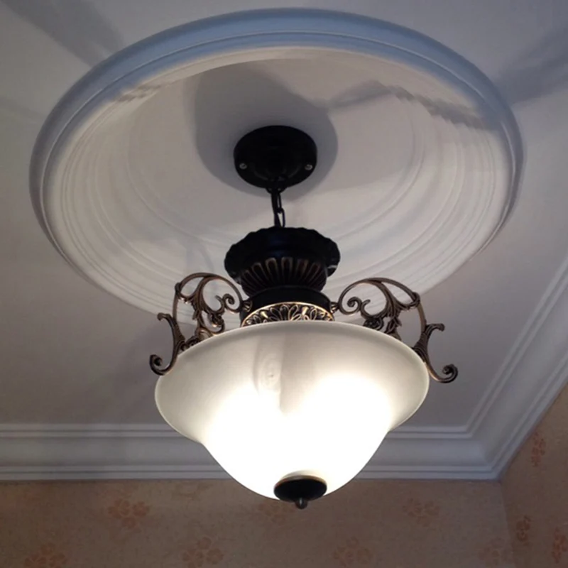 Vintage omgekeerde koepel plafondverlichting 3 koppen matglazen hanglamp goud-zwart Clearhalo
