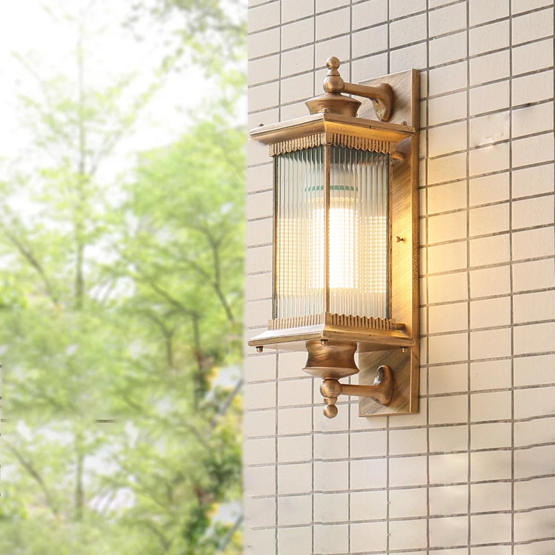 Vintage rechthoekige wandlamp met één lamp, geribbeld glas, wandlamp voor tuin Clearhalo