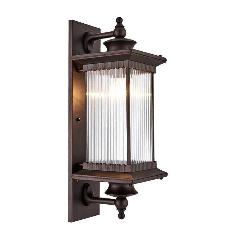 Vintage rechthoekige wandlamp met één lamp, geribbeld glas, wandlamp voor tuin Clearhalo