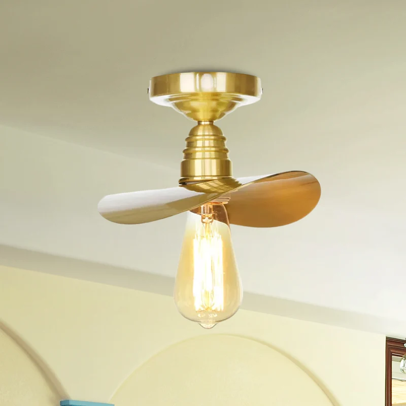 Vintage stijl golfvormen/geschulpte schaduw Semi-inbouw plafondlamp 8"/9,5" W 1 licht metalen plafondarmatuur messing Clea...