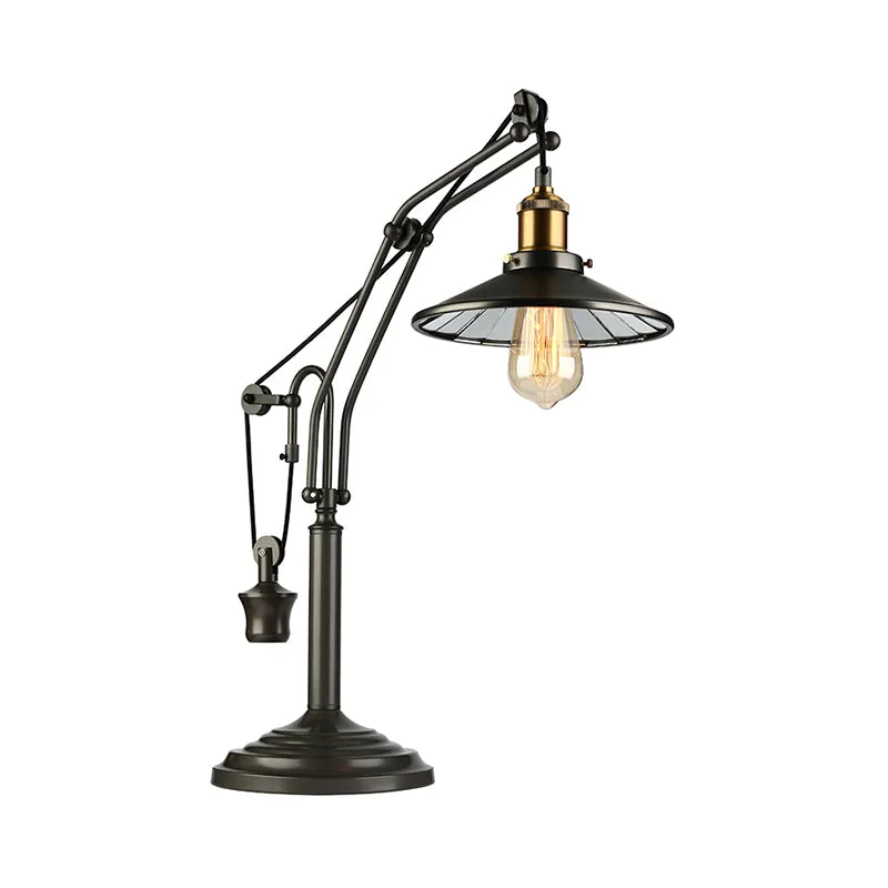 Vintage stijl schotel schaduw bureauverlichting 1 licht metalen leeslamp brons voor studeerkamer Clearhalo