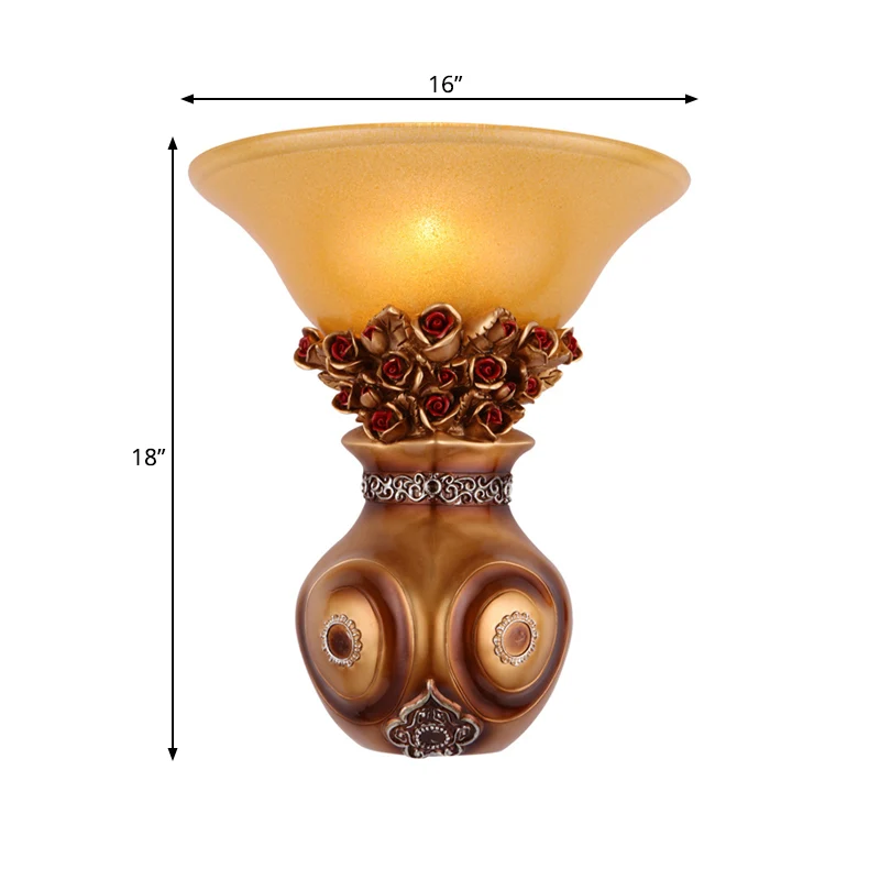 Vintage vaas wandkandelaar licht 1 kop hars bronzen afwerking wandmontage lichtarmatuur Clearhalo