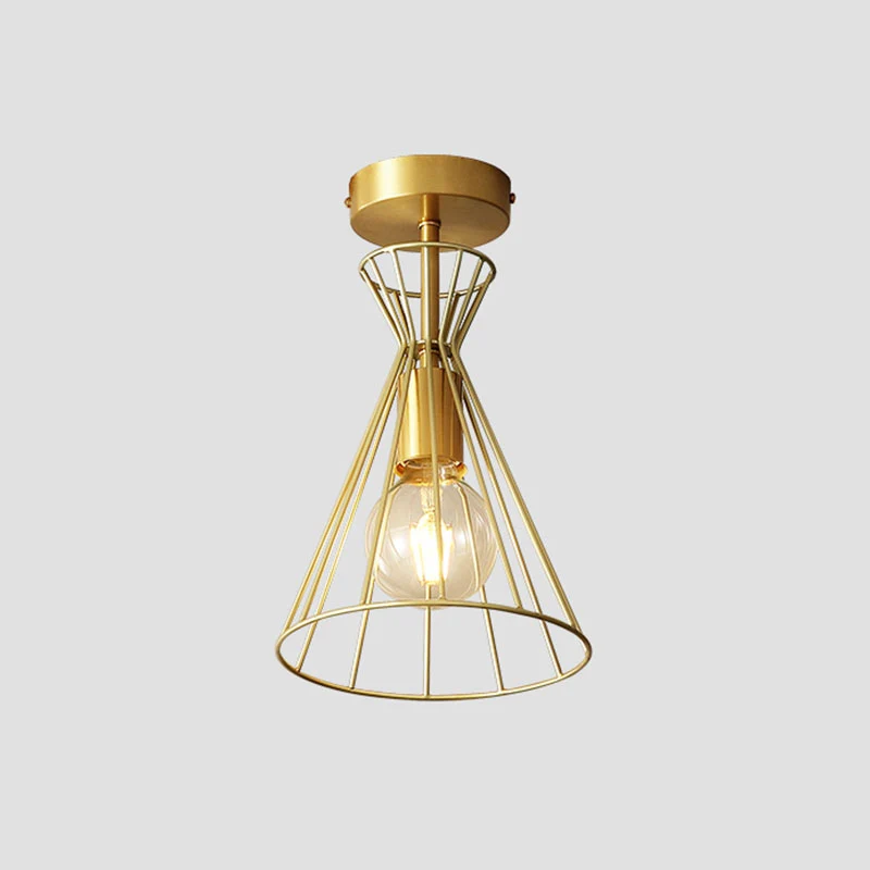 Vintage zandloper semi-inbouw plafondlamp, metalen inbouwverlichtingsarmatuur met één lamp goud Clearhalo