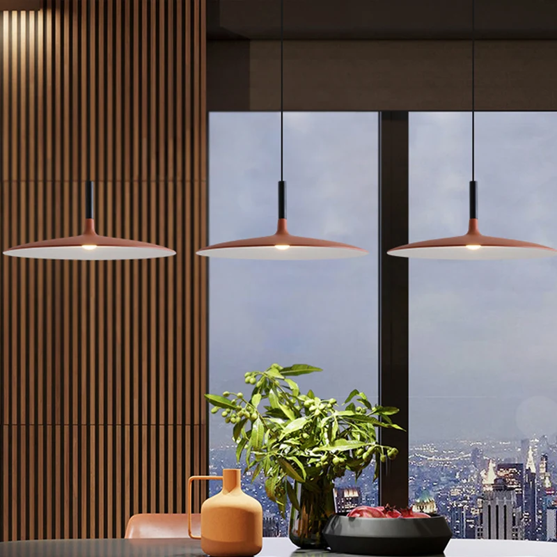 Vliegende Schotel Aluminium Hanglamp Nordic 1-Licht Oranje/Grijs/Wit Plafondhanger voor Eetkamer Clearhalo