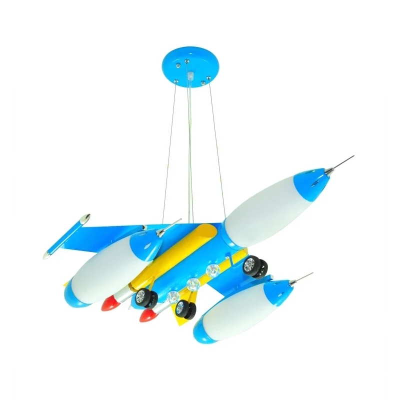 Vliegtuig ophanging hanglamp kinder wit glazen slaapkamer LED kroonluchter rood/blauw/donkerblauw Clearhalo