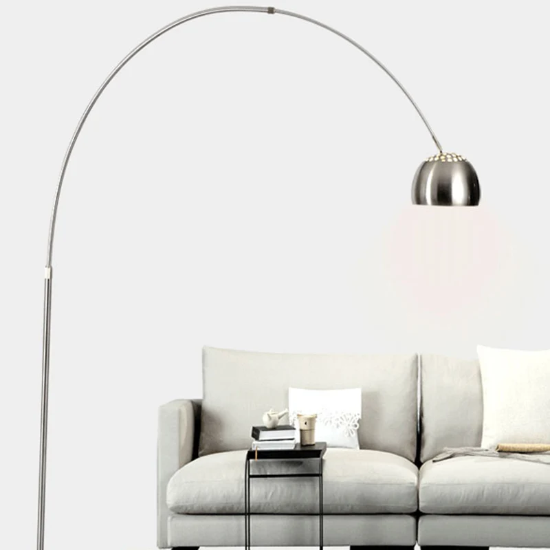 Vloerlamp van roestvrij staal, industrieel, 1 lamp, staande lamp voor de woonkamer, met ventilatieopening en hengelarm Cle...