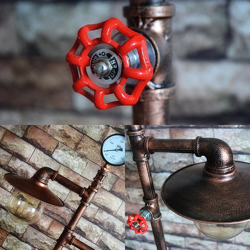 Vloerverlichting antieke stijl met 2 lampen, smeedijzeren vloerlamp met platte kap brons voor woonkamer Clearhalo