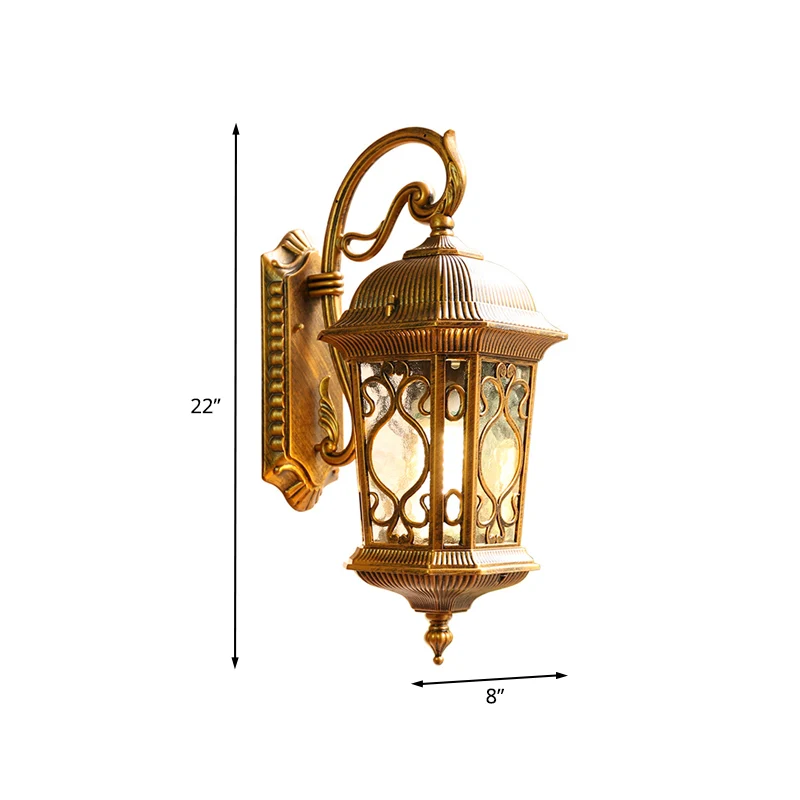 Vogelkooi Balkon Schans Wandlamp Retro Rimpel Glas Enkel Licht Bronzen Wandlamp Armatuur Clearhalo
