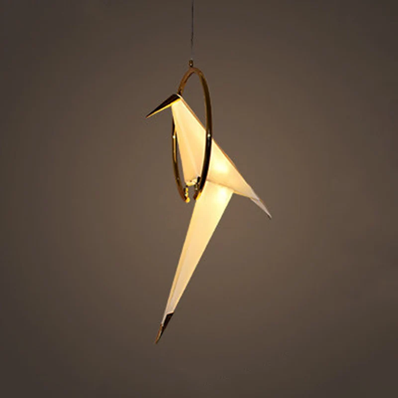 Vogelvormige kunststof LED-plafondverlichting Moderne witte kroonluchterlamp voor restaurant Clearhalo