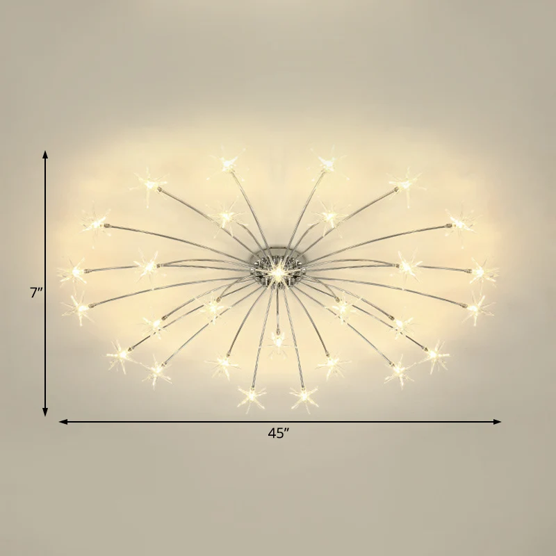 Vuurwerkvormige metalen semi-inbouw moderne 12/15/21 lampen chroom/goud led semi-inbouw plafondlamp Clearhalo
