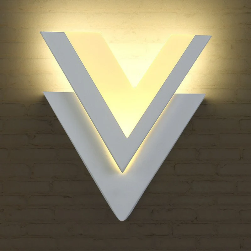 V-vormige LED-wandlamp Eenvoud Acryl Woonkamer Wandkandelaar Verlichting wit Clearhalo