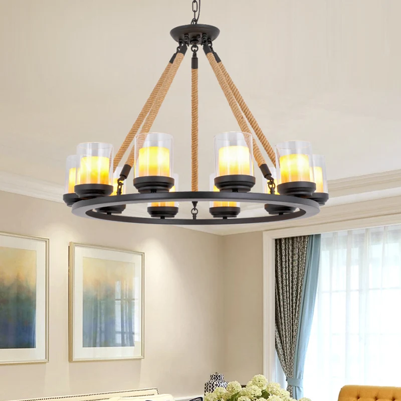 Wagon Wheel metalen kroonluchter licht rustieke stijl 6/8/10 lampen eetkamer hanglamp zwart Clearhalo