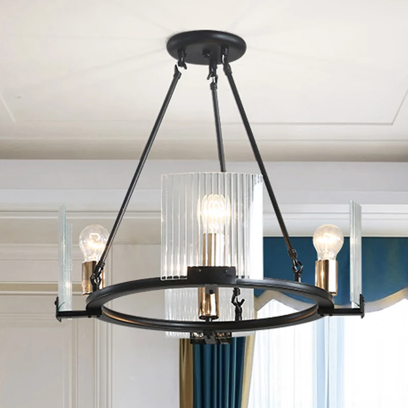 Wagon Wheel Woonkamer Plafondkroonluchter Traditioneel Metaal 4/8/10 Lichten Zwart Hangend armatuur Clearhalo