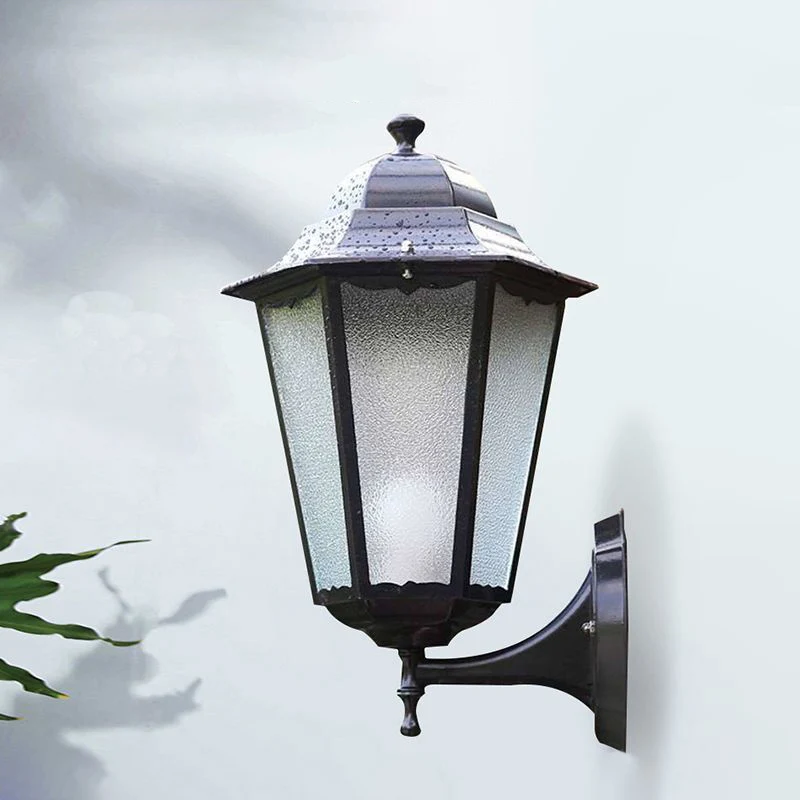Wandkandelaar met één lamp, vintage aluminium lantaarn, wandgemonteerde verlichting voor de tuin Clearhalo