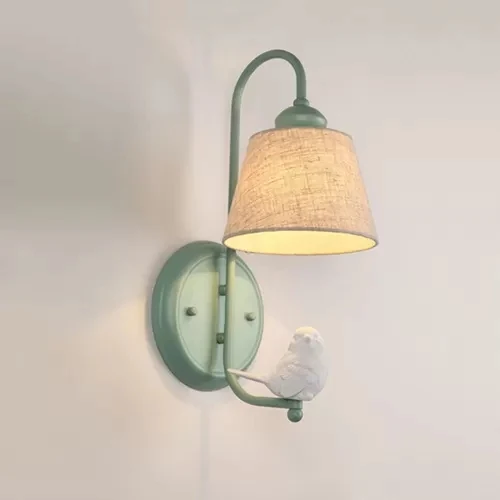 Wandlamp met conische kap van stof, eetkamer, 1 kops wandkandelaar Macaron-stijl met levendige decoratie Clearhalo
