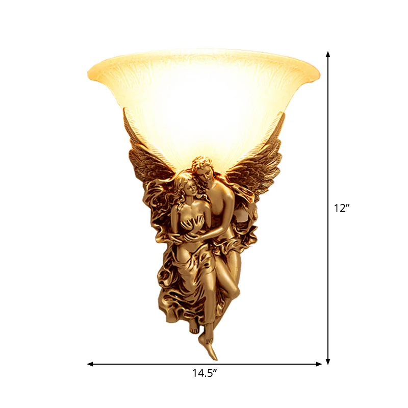 Wandlamp met enkele kop, lichte boerderijkomachtige melkachtige glazen wandlamp met hoekdecor goud Clearhalo