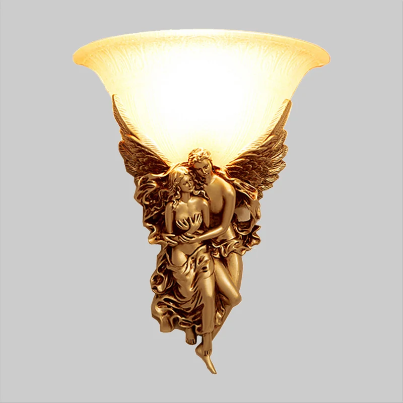 Wandlamp met enkele kop, lichte boerderijkomachtige melkachtige glazen wandlamp met hoekdecor goud Clearhalo