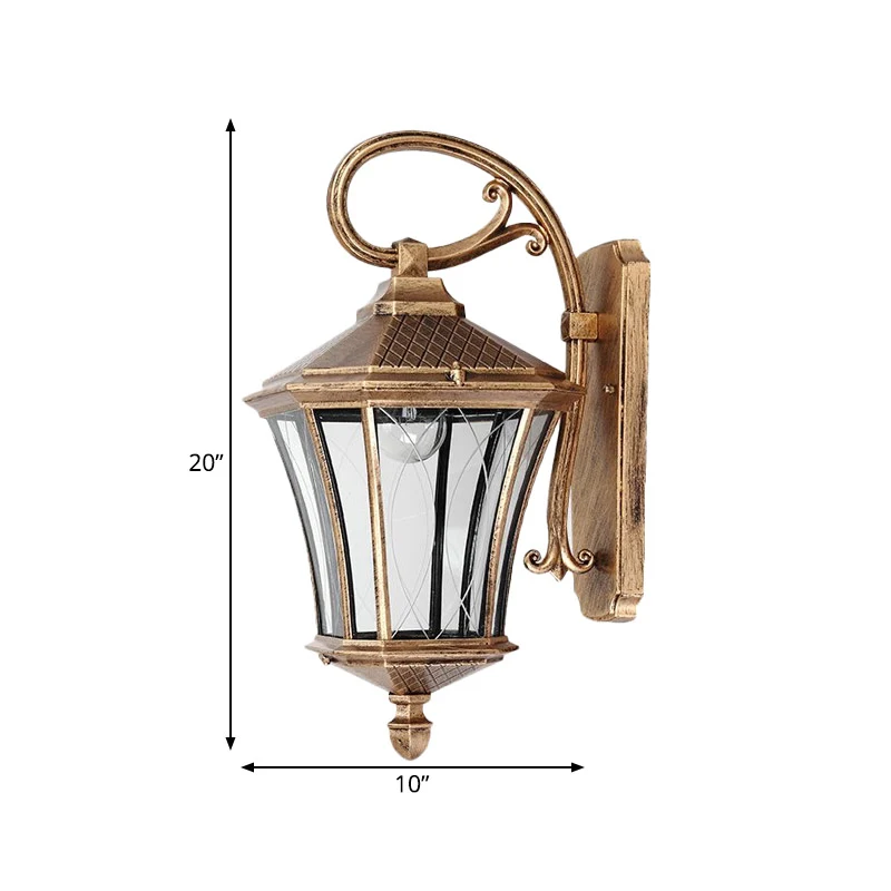 Wandlamp met 1 lamp Blaker Klassieke lantaarn Helder glazen wandlamp brons met neerklapbare arm Clearhalo