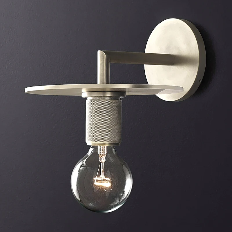Wandlamp met 1 lamp Eenvoudige zichtbare lamp Metalen schansideeën zwart/messing/chroom met platte bovenkant Clearhalo