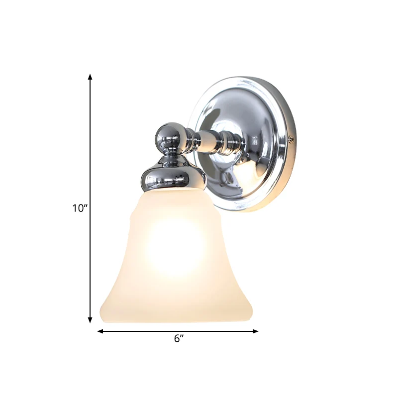 Wandlamp met 1 lamp Sconce Country Bell Wit glazen wandlampideeën zilver Clearhalo