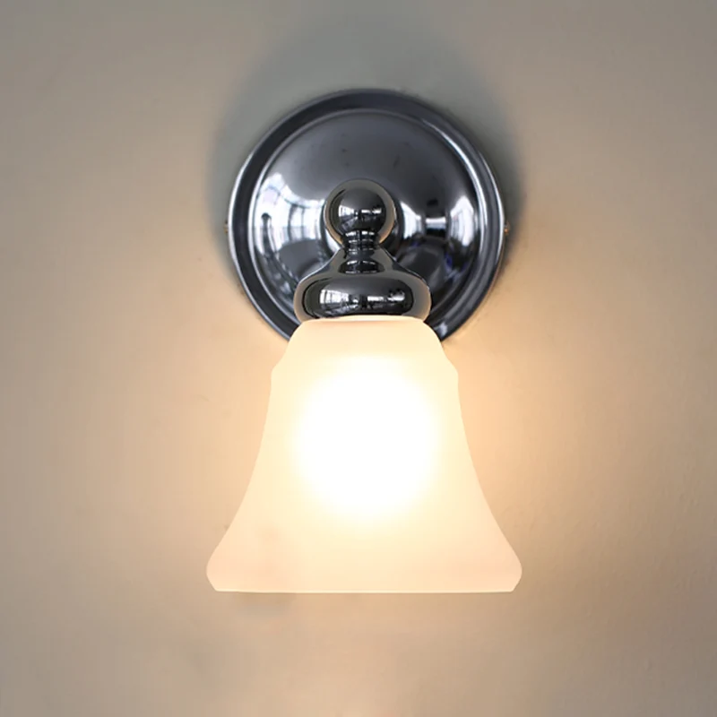 Wandlamp met 1 lamp Sconce Country Bell Wit glazen wandlampideeën zilver Clearhalo