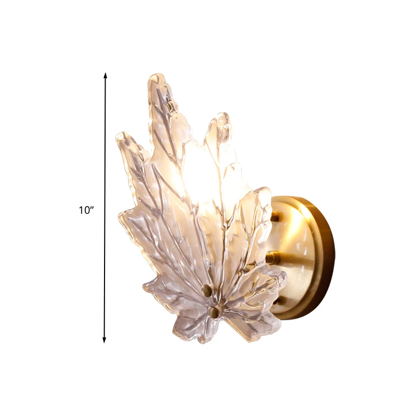 Wandlamp met 1 lamp, traditionele woonkamer LED-wandverlichting met esdoorn helderglazen kap Clearhalo