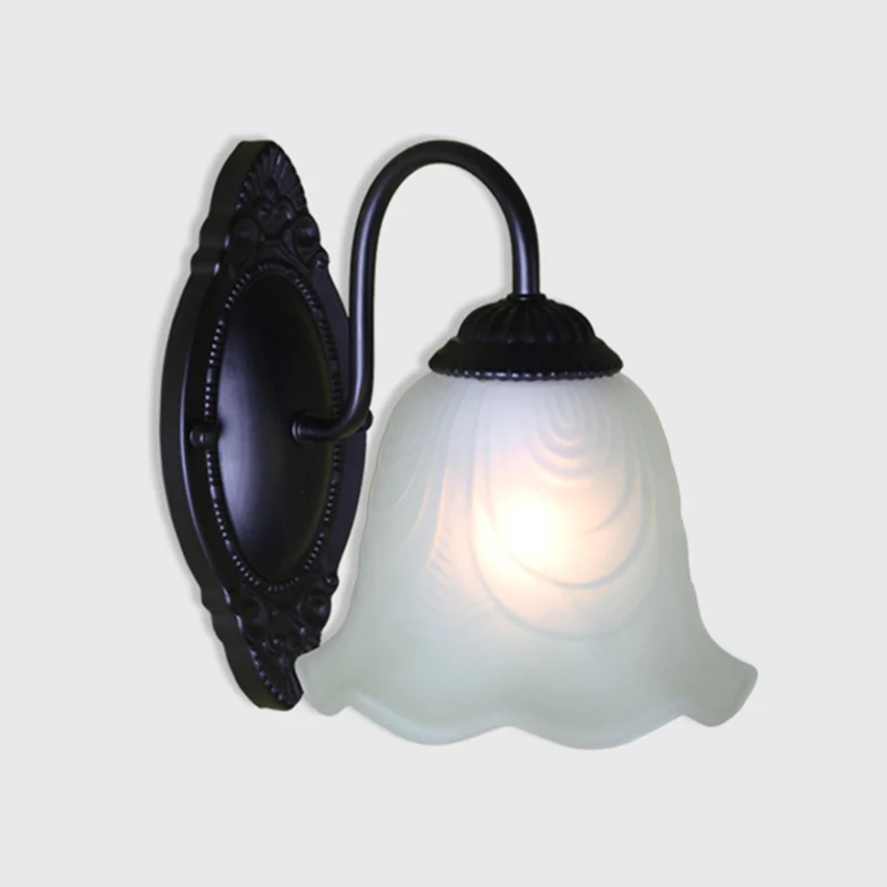 Wandlamp met één lamp Vintage Bell Frost glazen wandlamp zwart voor gang Clearhalo
