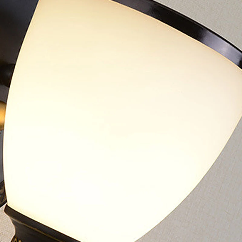 Wandlamp met metalen koepel Sconce Vintage stijl 1/2-koppige woonkamer wandlamp met wit glas zwart Clearhalo