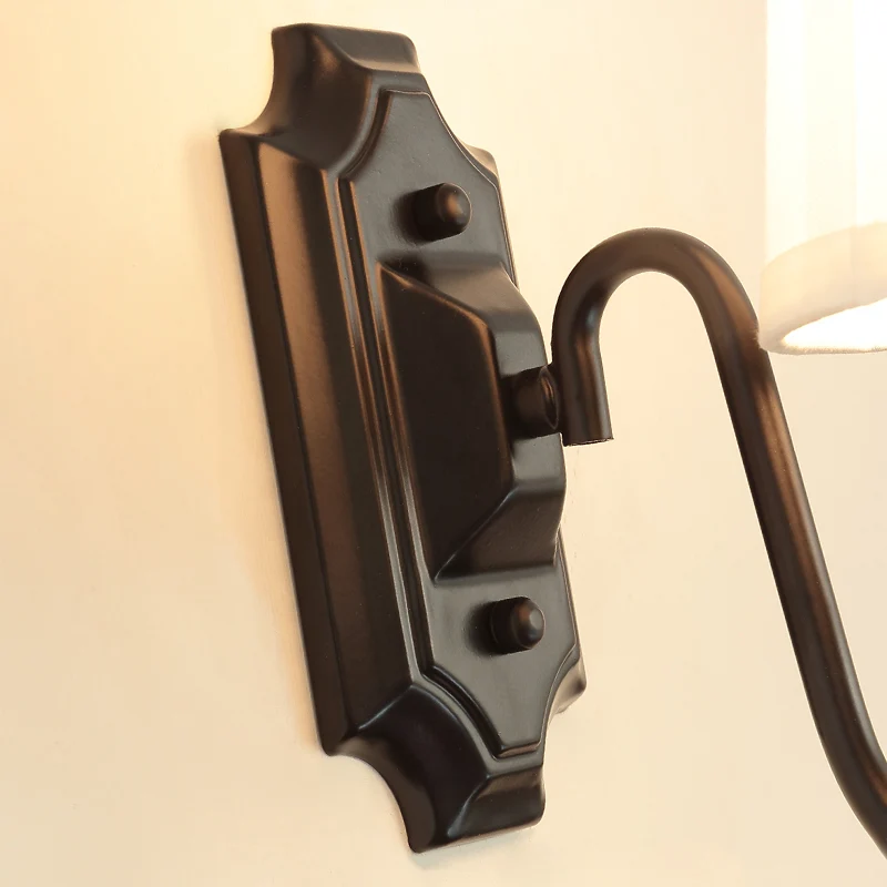 Wandlamp Simplicity, enkele gang, wandlamp met gebogen arm, van stof, zwart Clearhalo